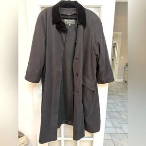 Vintage Anne Klein Black Wool Whimsigoth Velvet Trim Heavy Trench Coat Size 18W